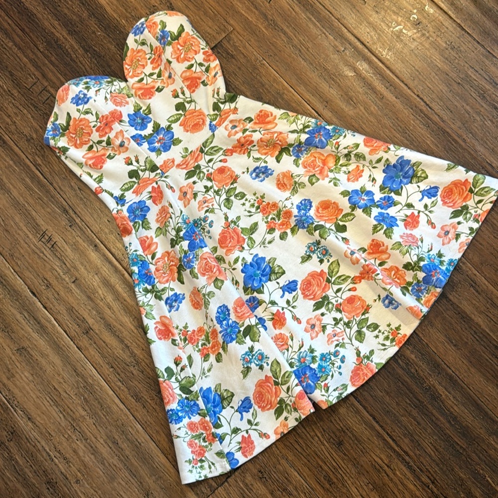 Strapless floral dress xs